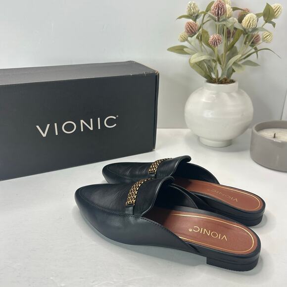 Vionic Starling Leather Mule Arch Support Black I6985L3003 Women 5M Tried On - Picture 3 of 10